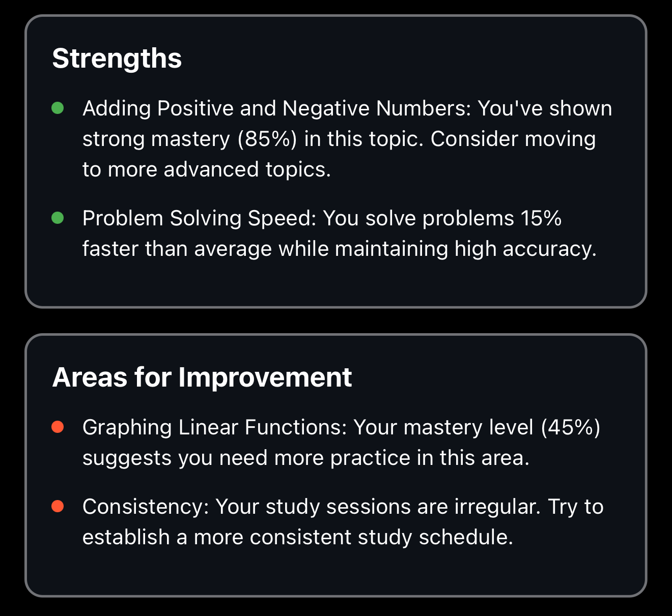 Learning Insights Screenshot